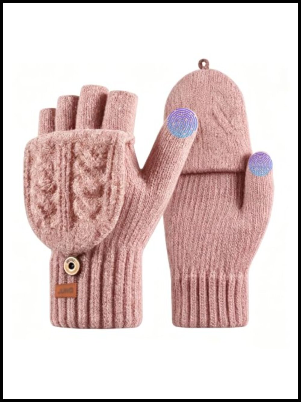 Fingerless Gloves Women Men Warm Knitted Convertible Mitten Flap